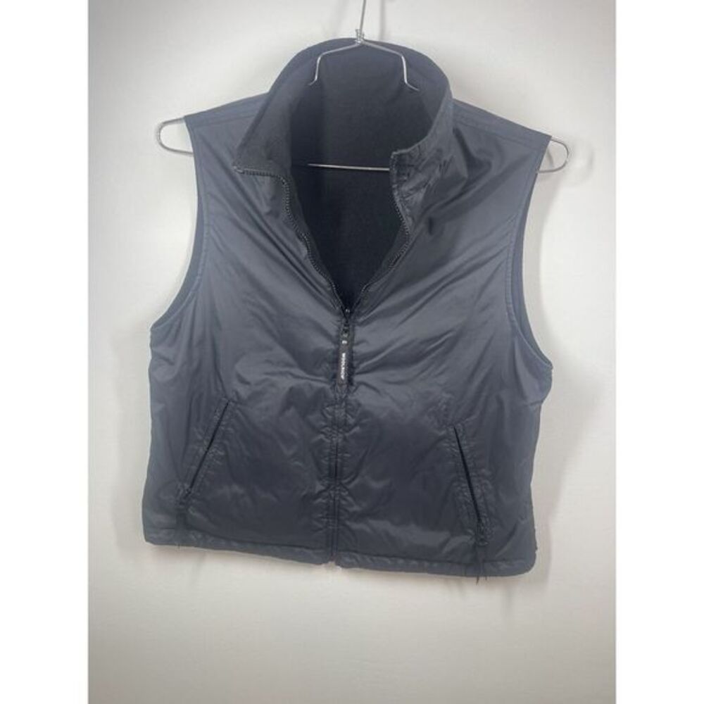 Woolrich Womens Reversible Vest Size M Black Full Zip Pockets Lightweight‎